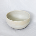 White ceramic bowl on a light gray background